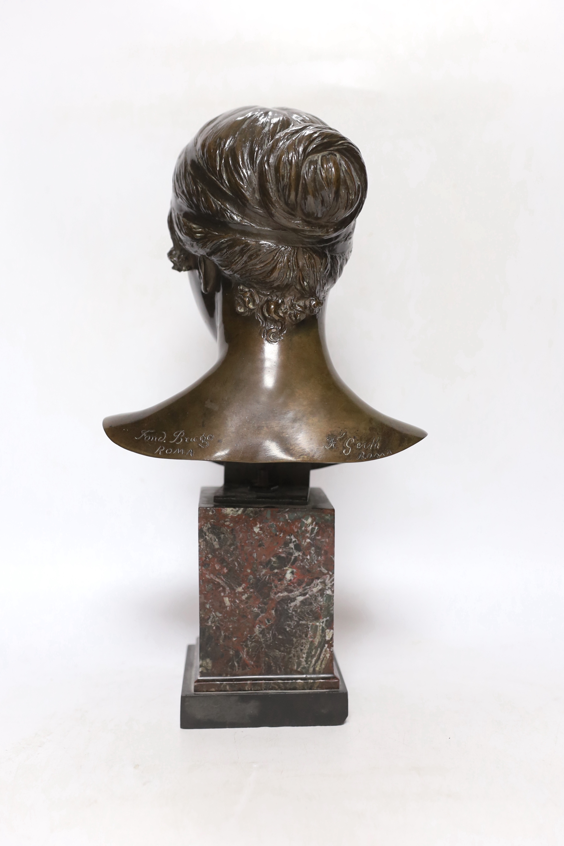 Fritz Gerth (1845-1928), a signed bronze bust, Brugo foundry mark, signed 35cms high